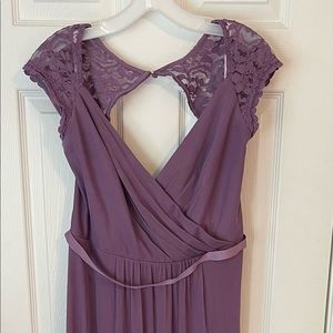 David’s Bridal bridesmaid dress in wisteria